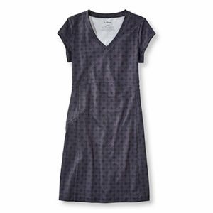 LL Bean Fitness Dress - gray/black print, size M